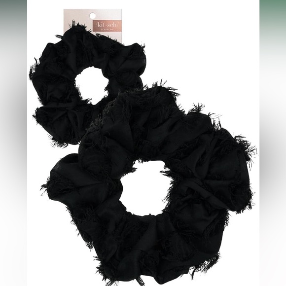 Kitsch Satin Brunch Scrunchie Softer than Silk Scrunchies for Hair(Frayed Black) - Picture 6 of 12